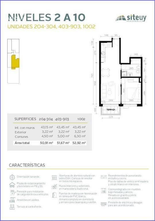 Apartamento de un dormitorio en venta en Cordón Sur - 603
