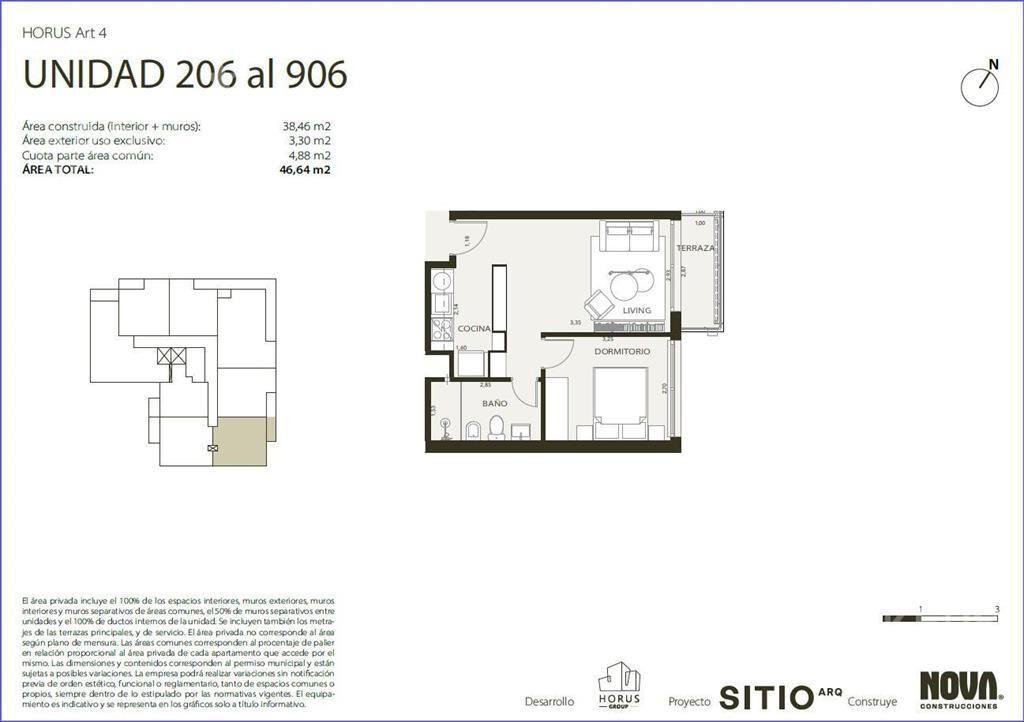 Apartamento de un dormitorio en venta en Centro - 206
