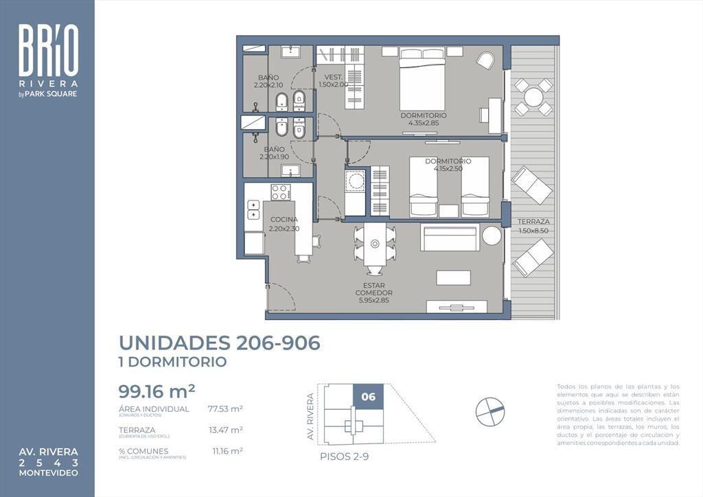 Venta Apartamento 2 Dormitorios en Pocitos