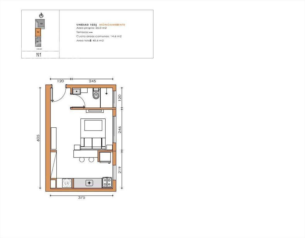 Apartamento monoambiente en alquiler en Centro - 102
