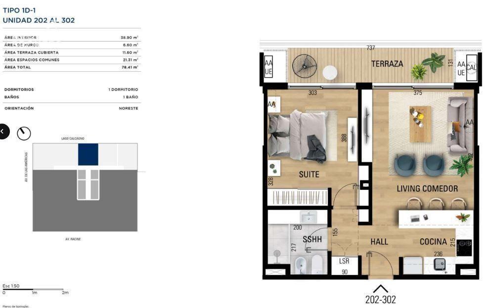 Apartamento de un dormitorio en venta con renta en Carrasco