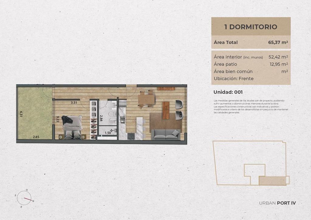 Venta Apartamento 1 Dormitorio en Pocitos