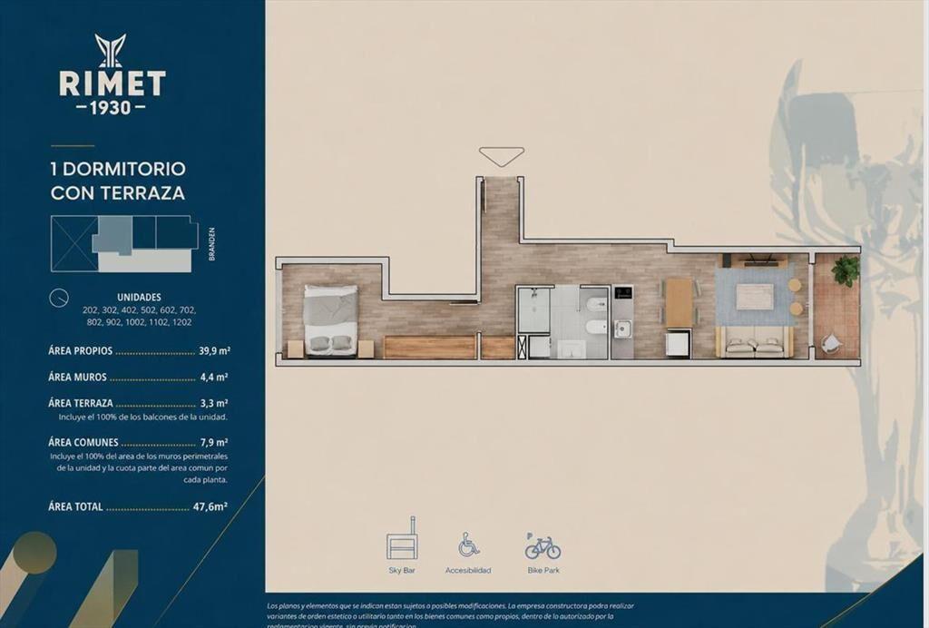 Apartamento de 1 dormitorio en CORDÖN - Prox.18 de Julio