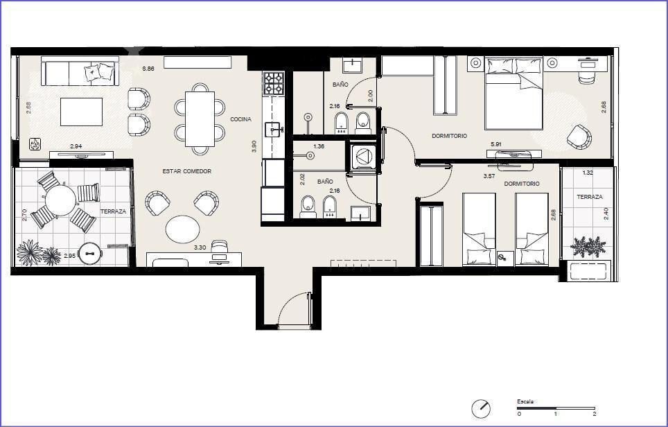 Apartamento de dos dormitorios en venta en Buceo - 404