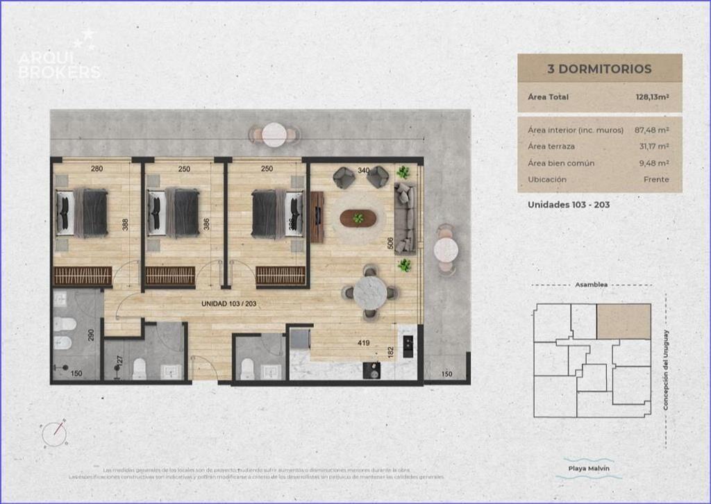 Apartamento de tres dormitorios en venta en Malvín - 103
