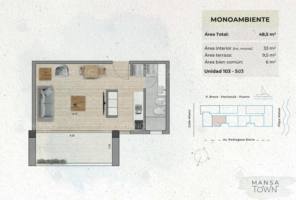 Venta apartamento monoambiente - Playa Mansa -