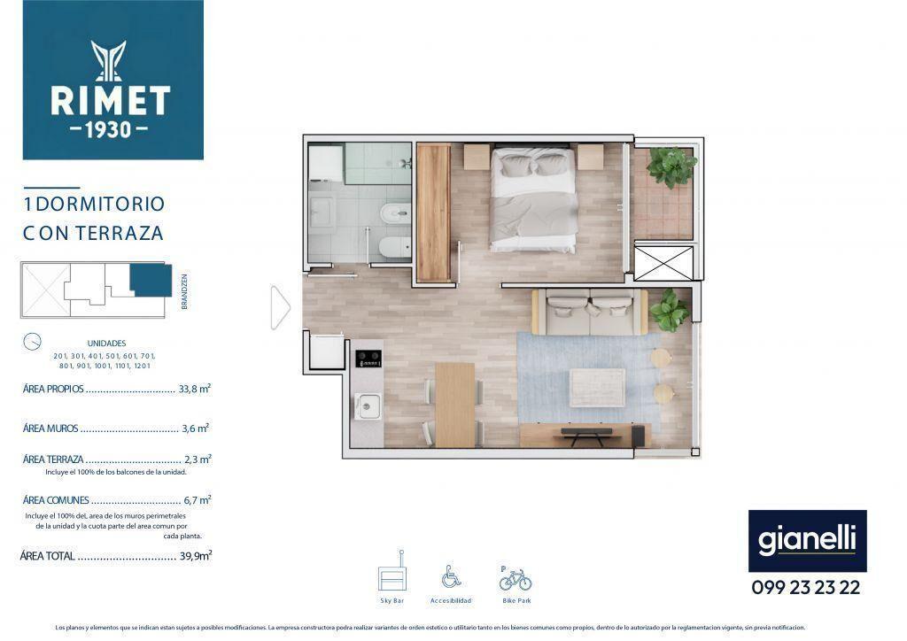 Venta Apartamento 1 Dormitorio en Cordón