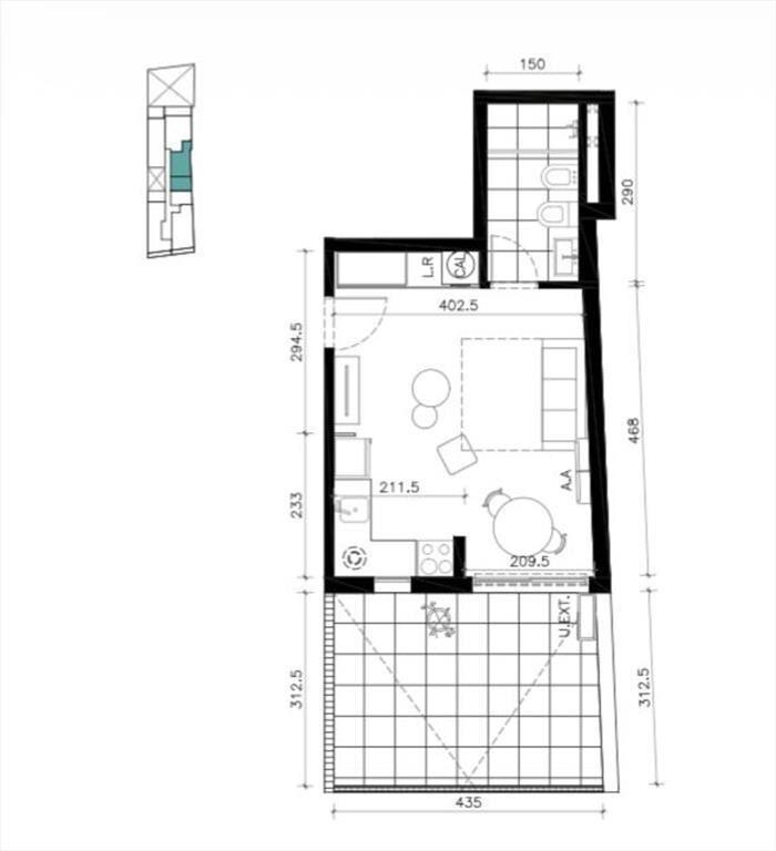 Venta monoambiente con patio en Cordón