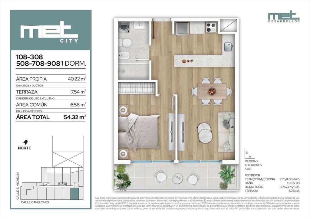 Venta Apartamento 1 Dormitorio en Barrio Sur