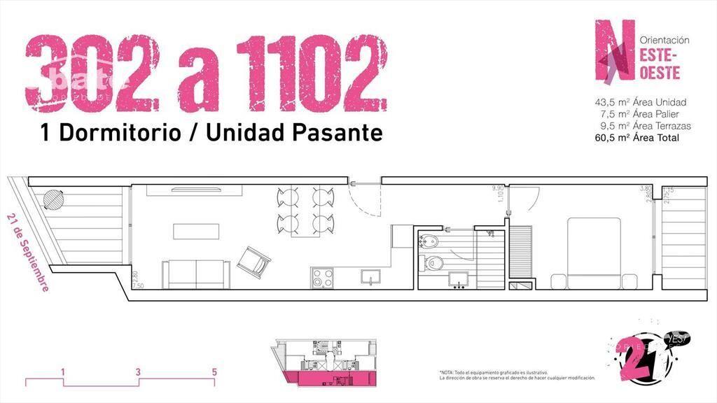 Venta apartamento 1 dormitorio en Parque Rodó al frente