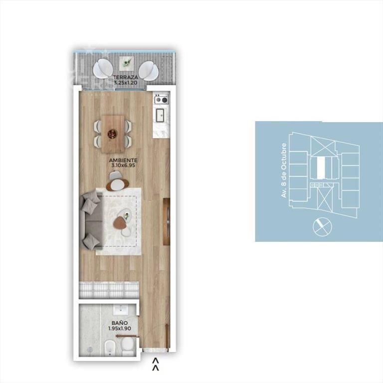 Apartamento monoambiente en venta con renta en La Blanquead