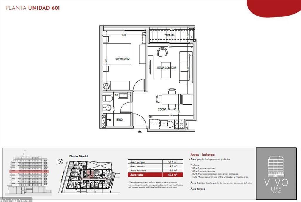 Venta apartamento 1 dormitorio en Vivo Life Centro