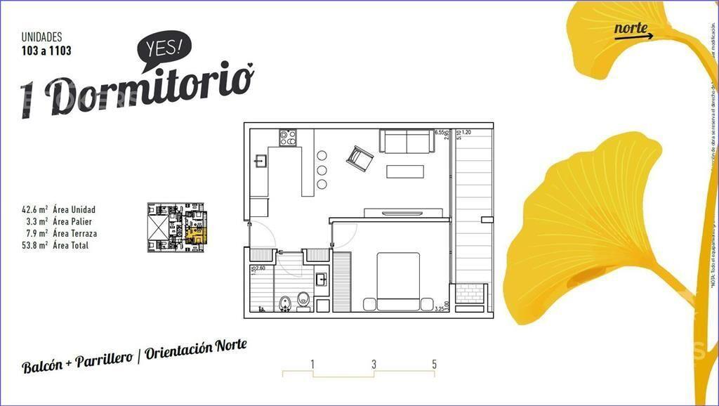 Apartamento de un dormitorio en venta en Parque Rodó - 1003