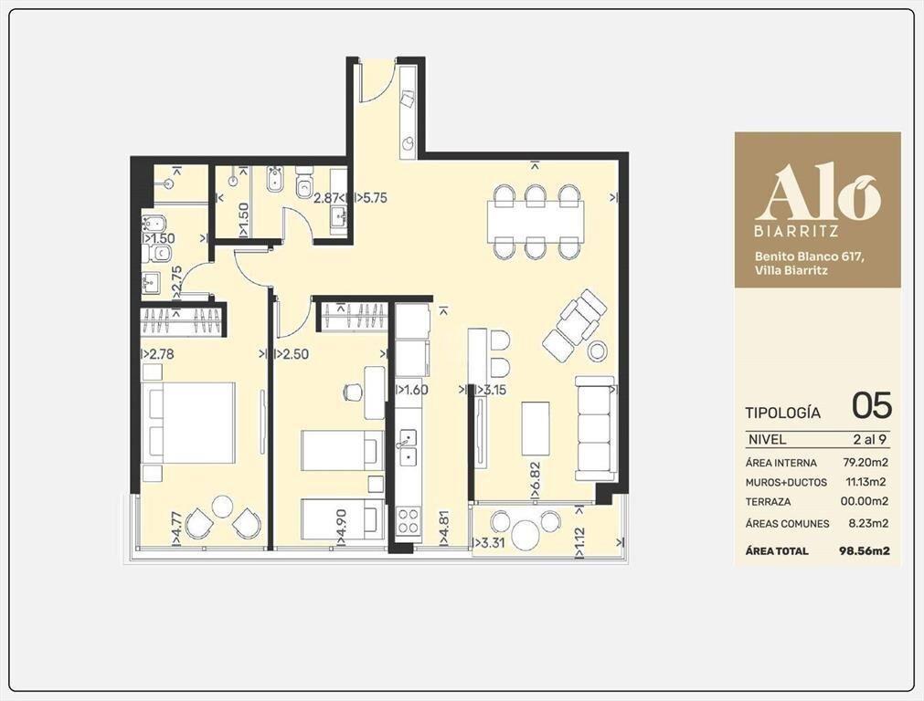 VENTA APARTAMENTO DOS DORMITORIOS VILLA BIARRITZ