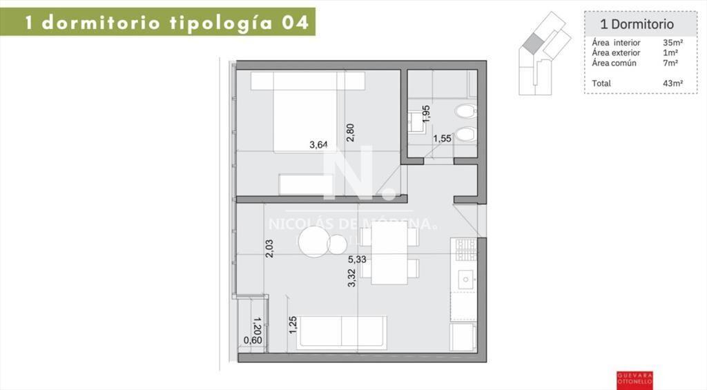 Apartamento en venta de 1 dormitorio, Punta Del