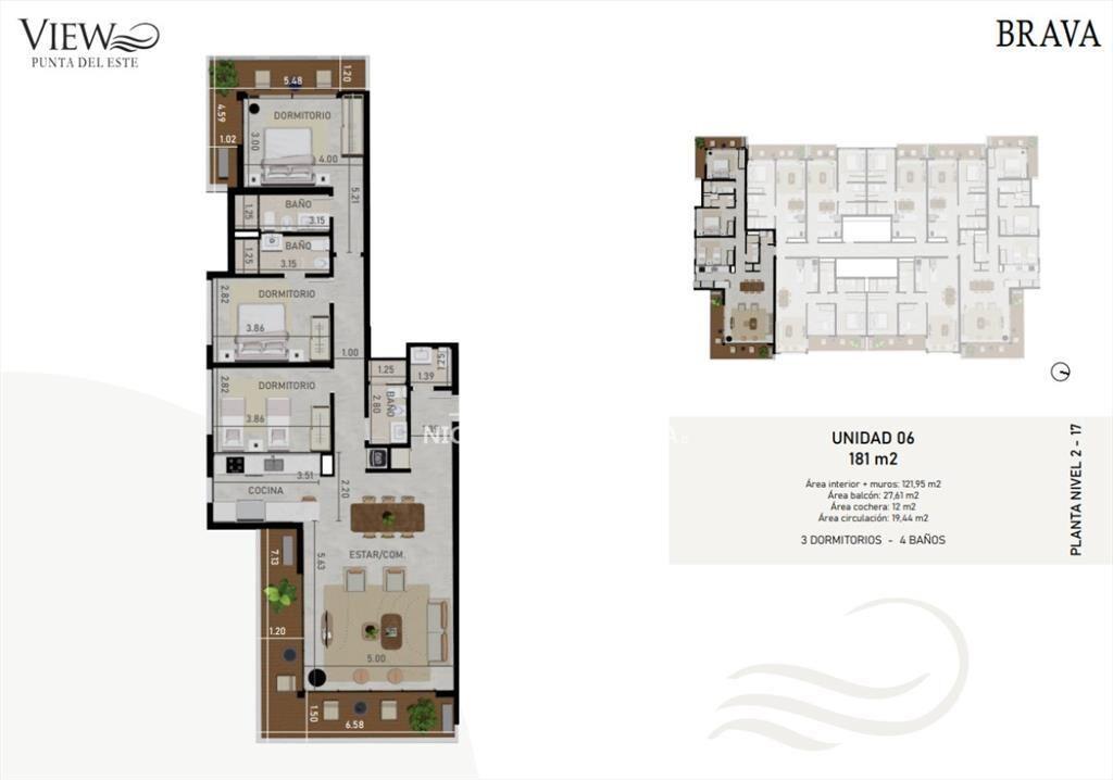 Departamento de 1 dormitorio y medio, piso alto.