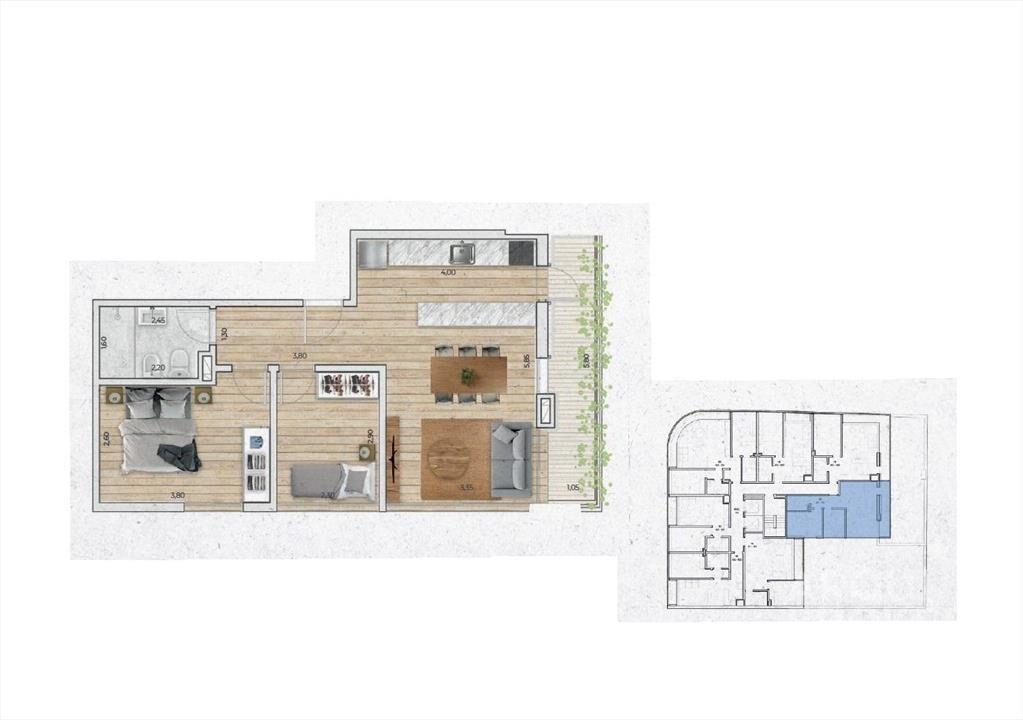 Apartamento de dos dormitorios en venta en Pocitos Nuevo -