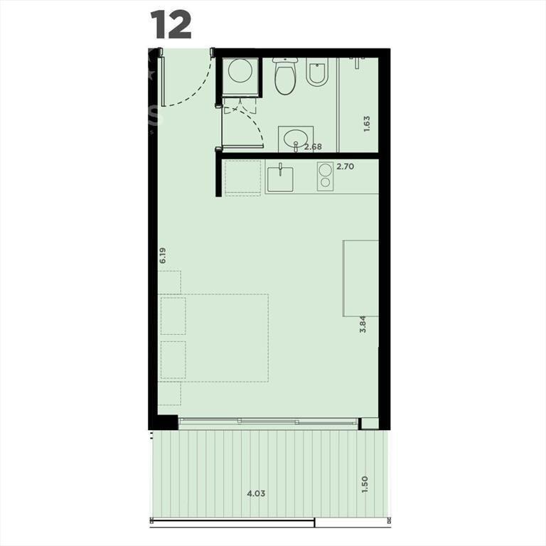 Apartamento monoambiente en venta en La Blanqueada - 712A