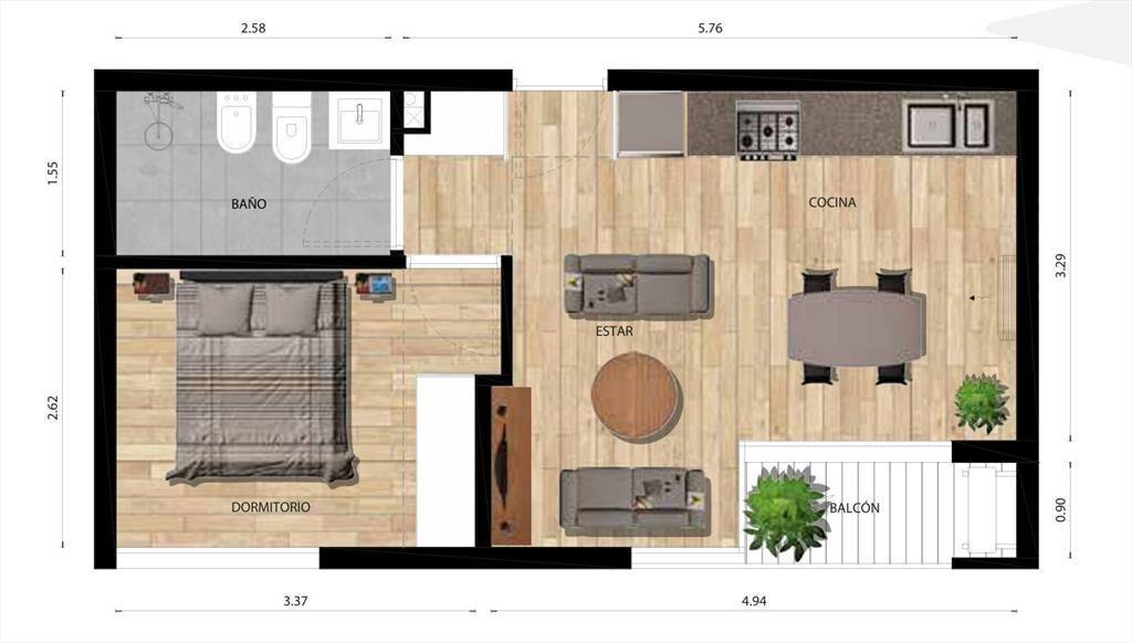 Estrena, Aquiles Lanza e Isla de Flores, 1 dormitorio, supe
