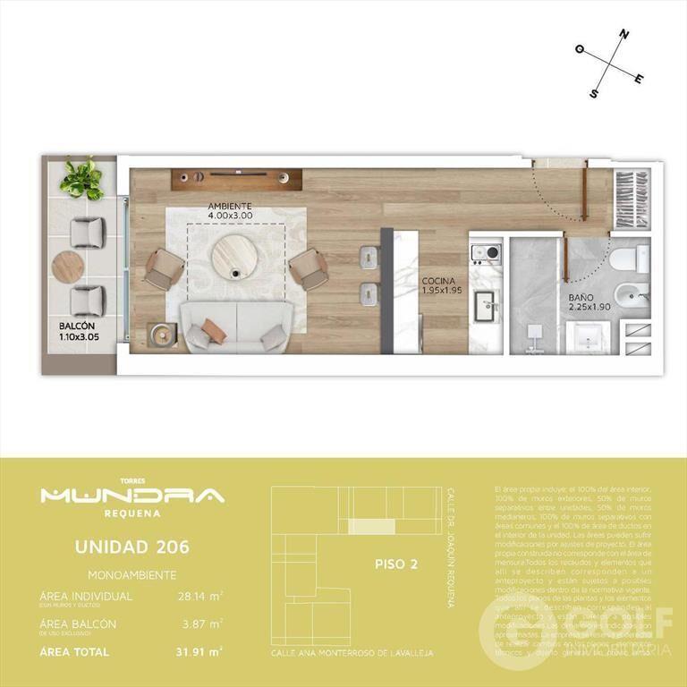 Venta de monoambiente en Cordón