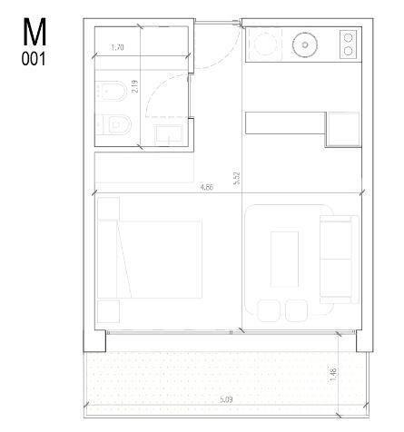 Venta de Apartamento Monoambiente en La Blanqueada