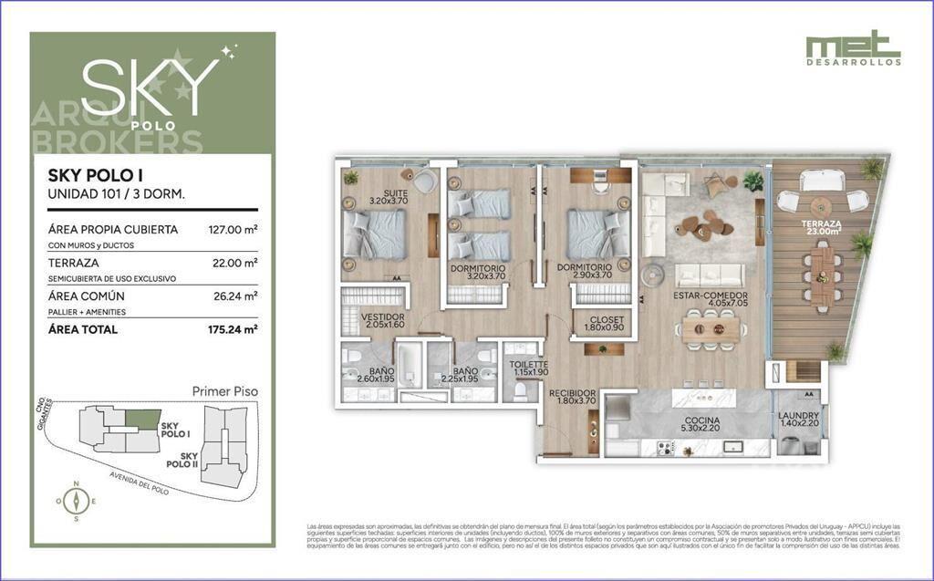 Apartamento de tres dormitorios en venta en Carrasco - 101