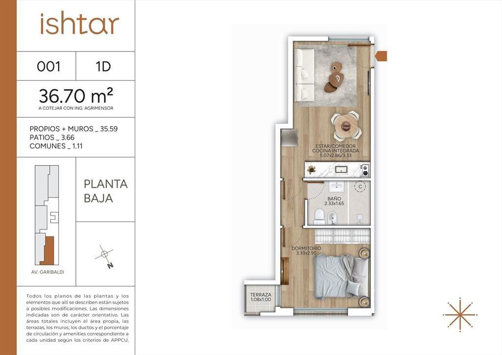 VENTA APARTAMENTO 2 DORMITORIOS GOES POZO