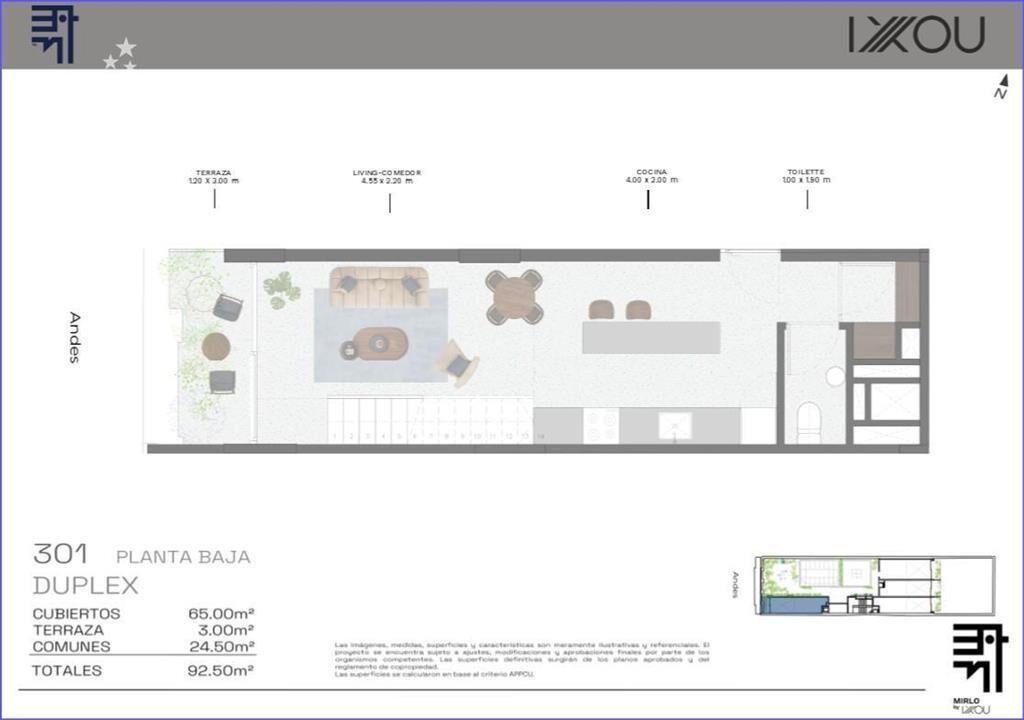 Apartamento dúplex de un dormitorio en venta en Barrio Sur