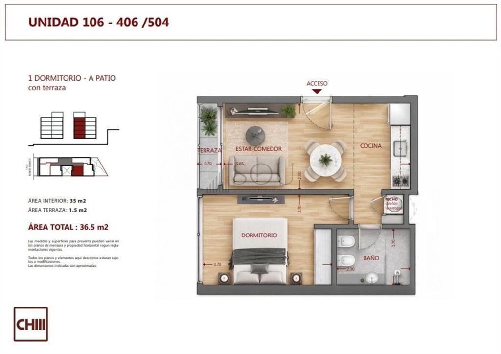 Venta Apartamento 1 dormitorio con balcón en Pocitos