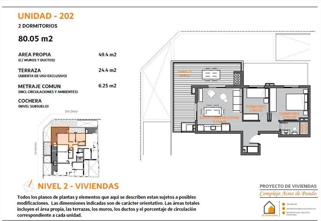 Venta apartamento 2 dormitorios en Aires de Pando