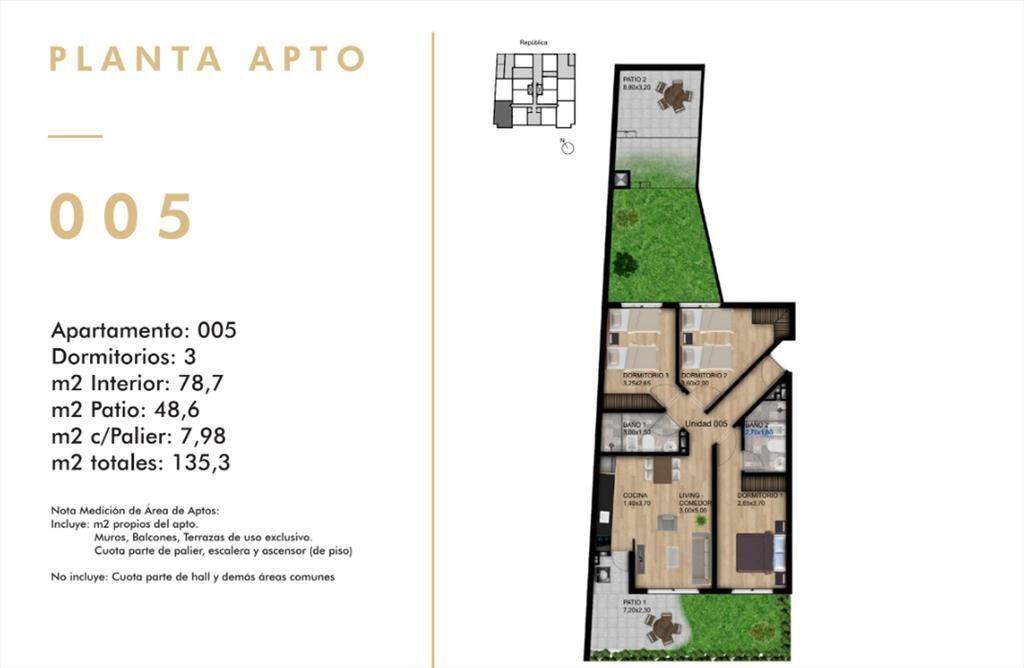 VENTA APARTAMENTO 3DORM 2BAÑOS C/RENTA TRES CRUCES