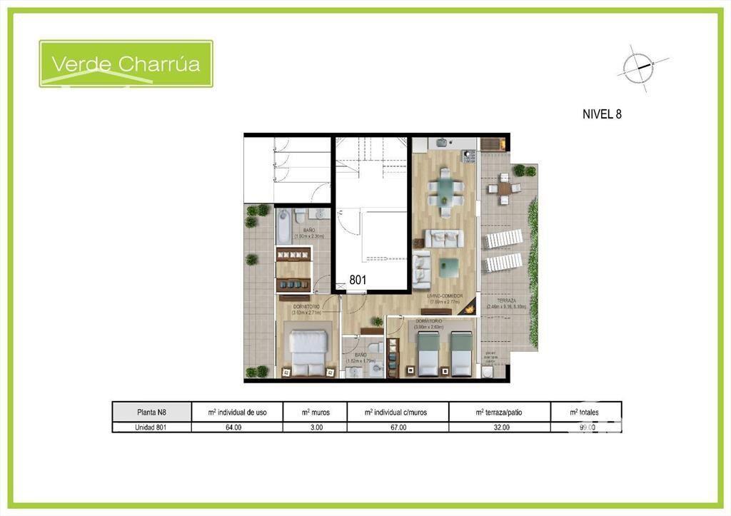 Venta apartamento 1 Dormitorio en Cordón con Parrillero