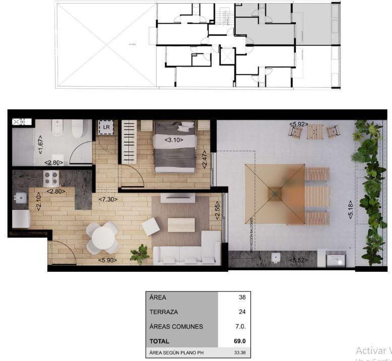 Apartamento de un dormitorio en venta en Cordón Sur - 102