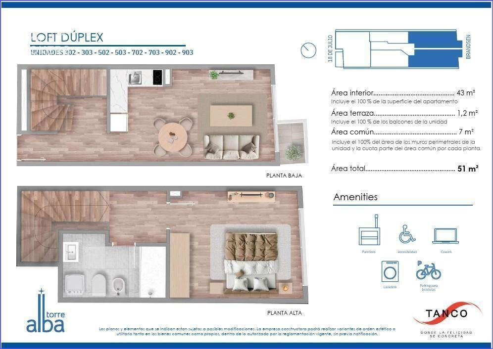 Apartamento dúplex de 1 dormitorio en venta en Cordón - 303