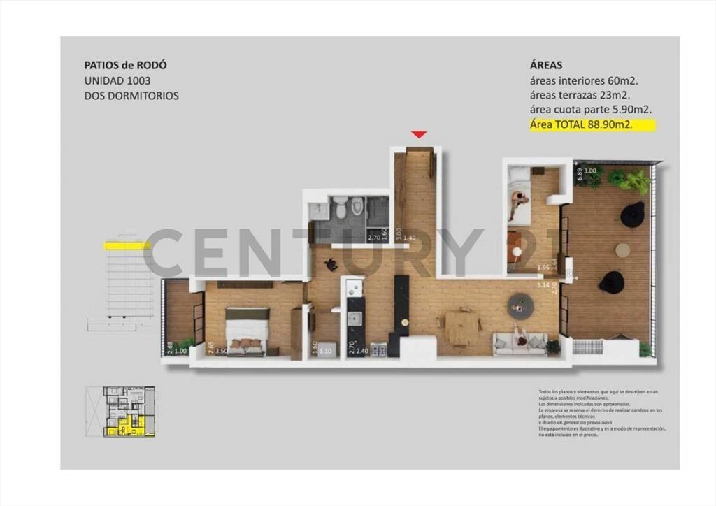 Apartamento + COCHERA, 2 dormitorios TERRAZA 25m2, en Cor...