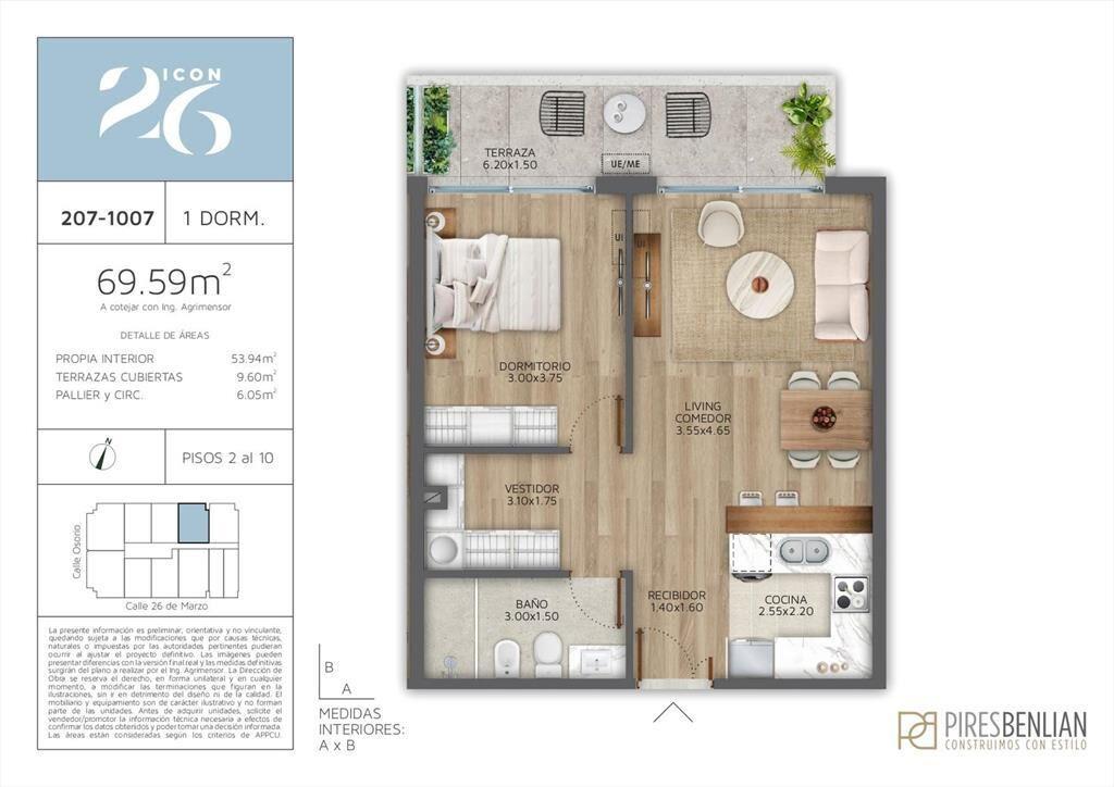 Venta Apartamento 1 Dormitorio en Pocitos
