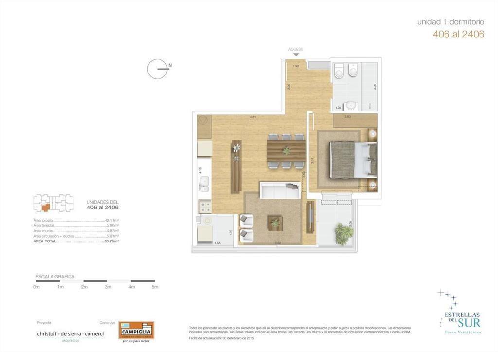 Apartamento en venta 1 dormitorio con garaje y box - Barrio
