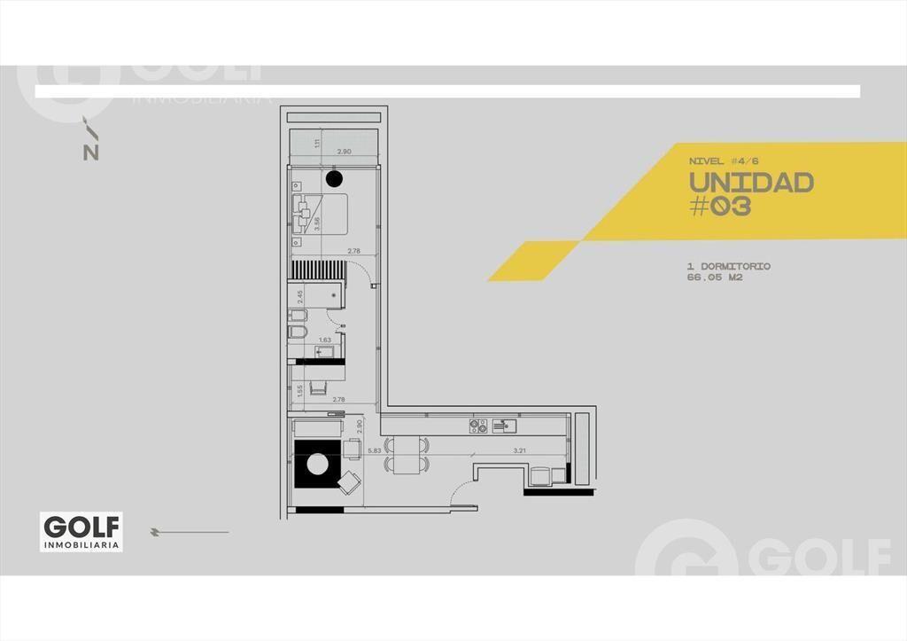 Venta de apartamento de 1 dormitorio con terraza en Punta C
