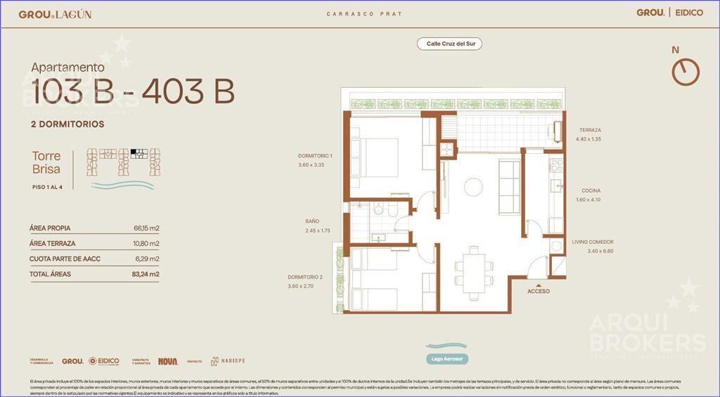 Apartamento de dos dormitorios en venta en Carrasco Este -