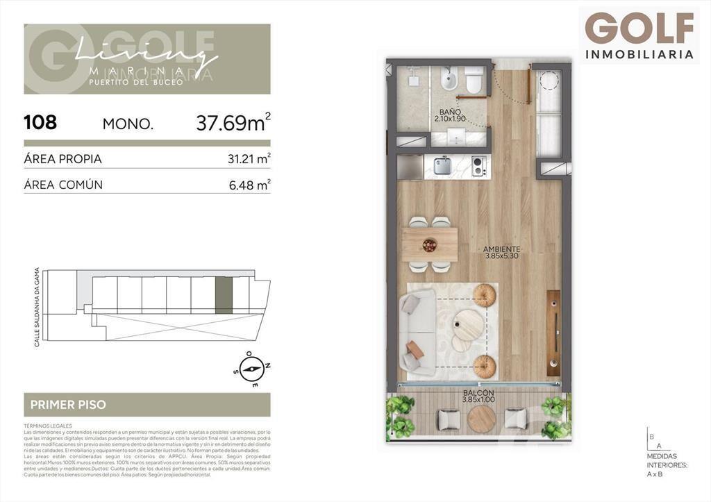 Venta de Monoambiente en Puertito del Buceo
