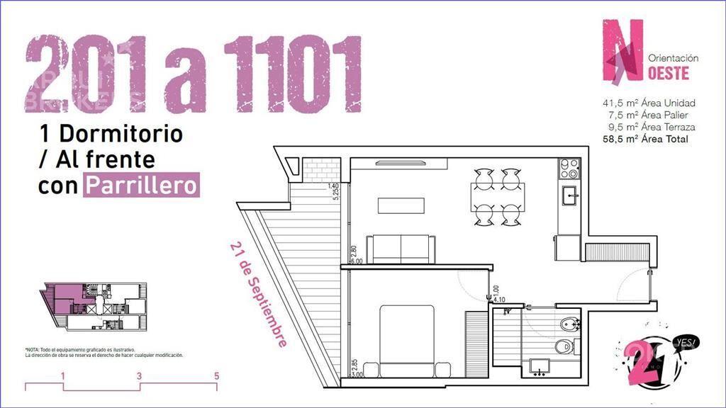 Apartamento de un dormitorio en venta en Parque Rodó - 1001