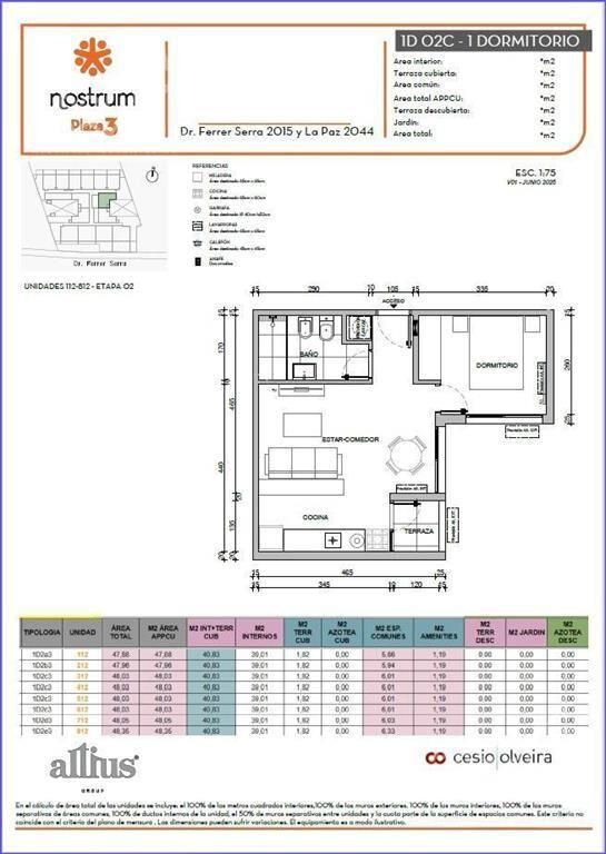 Apartamento de un dormitorio en venta en Tres Cruces - 112