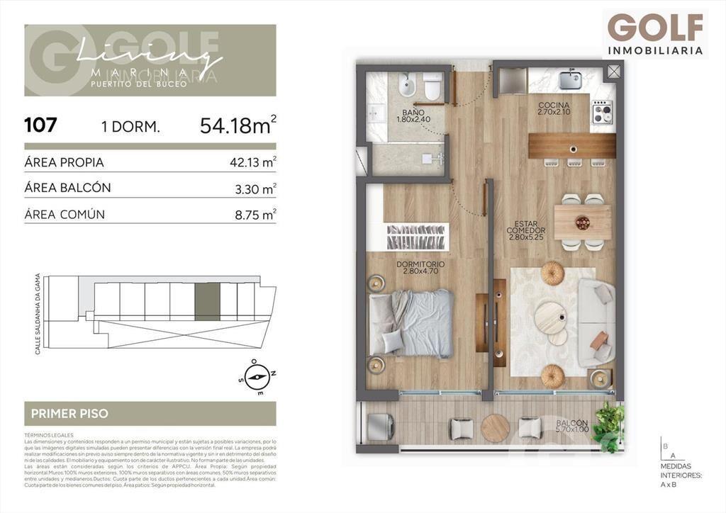 Venta de Apartamento 1 dormitorio en Puertito del Buceo