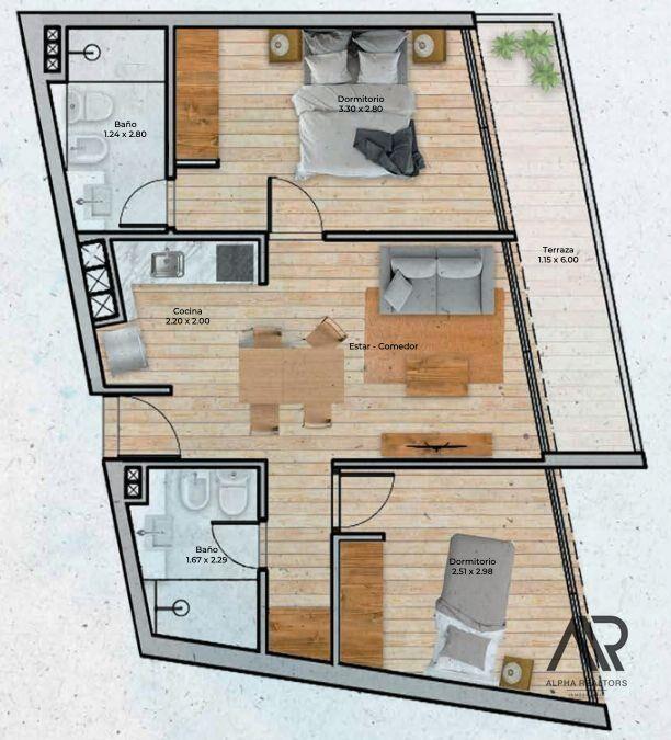 Apartamento en venta de 2 dormitorio en Pocitos Nuevo co...