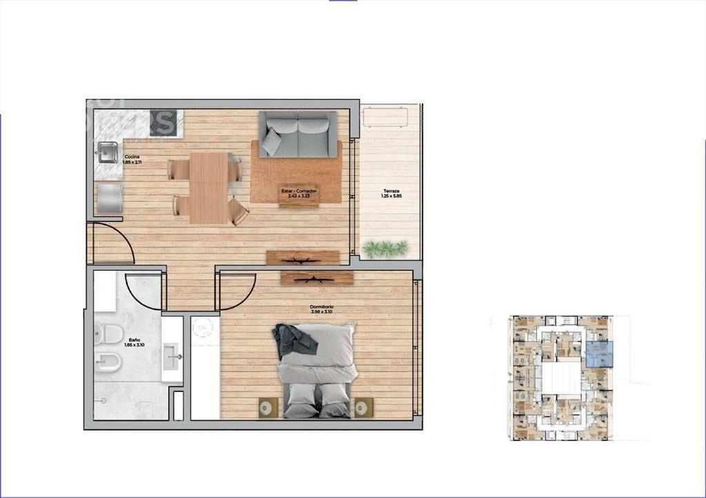 Apartamento de un dormitorio en venta en Pocitos Nuevo - 3