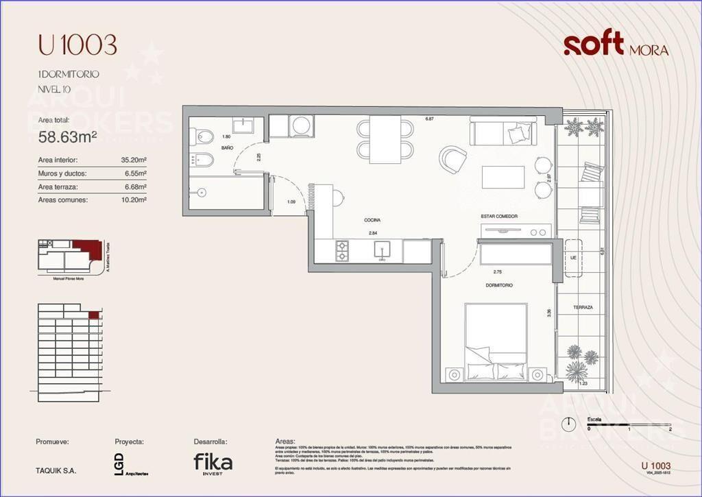 Apartamento de un dormitorio en venta en Cordón Sur - 1003