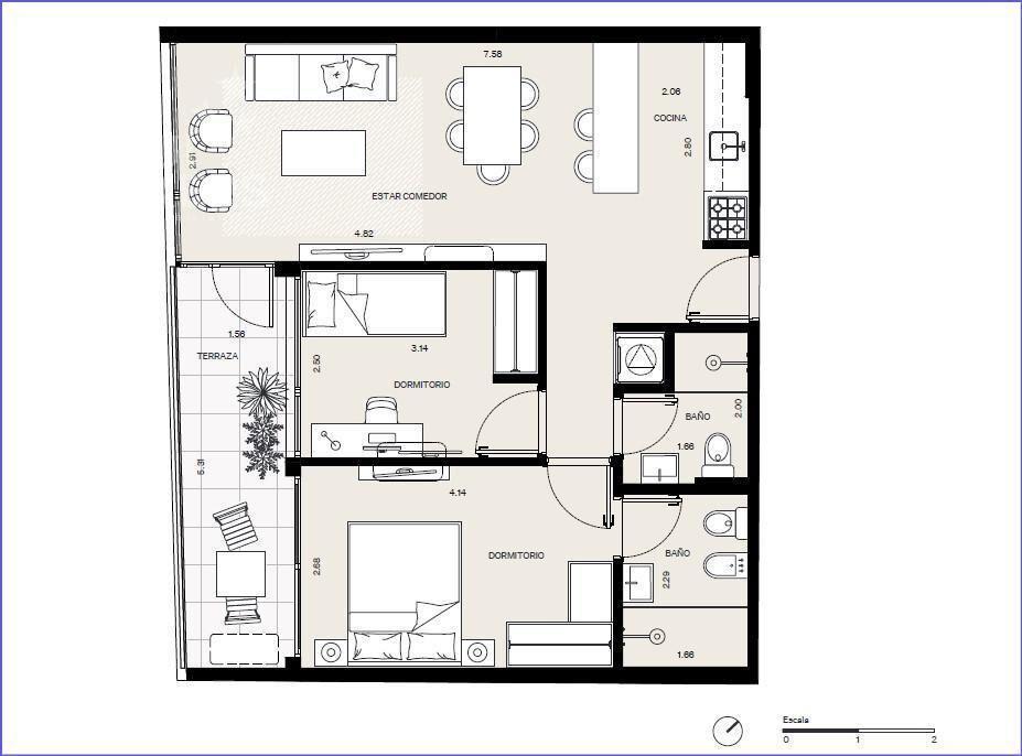 Apartamento de dos dormitorios en venta en Buceo - 403
