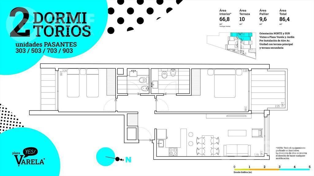 Venta de apartamento 2 dormitorios en Pocitos