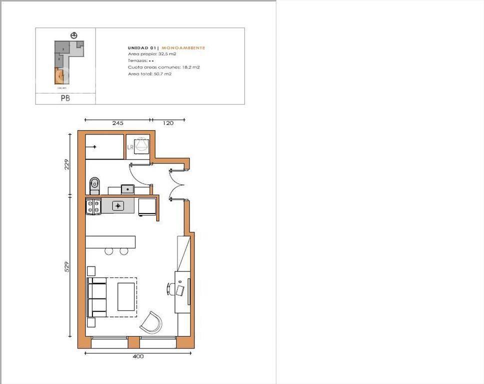Apartamento monoambiente en  venta en Centro - 001