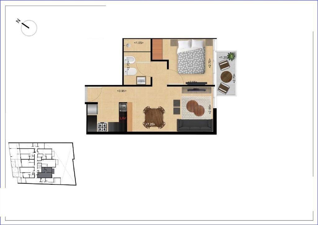 Apartamento de un dormitorio en venta en Tres Cruces - 407